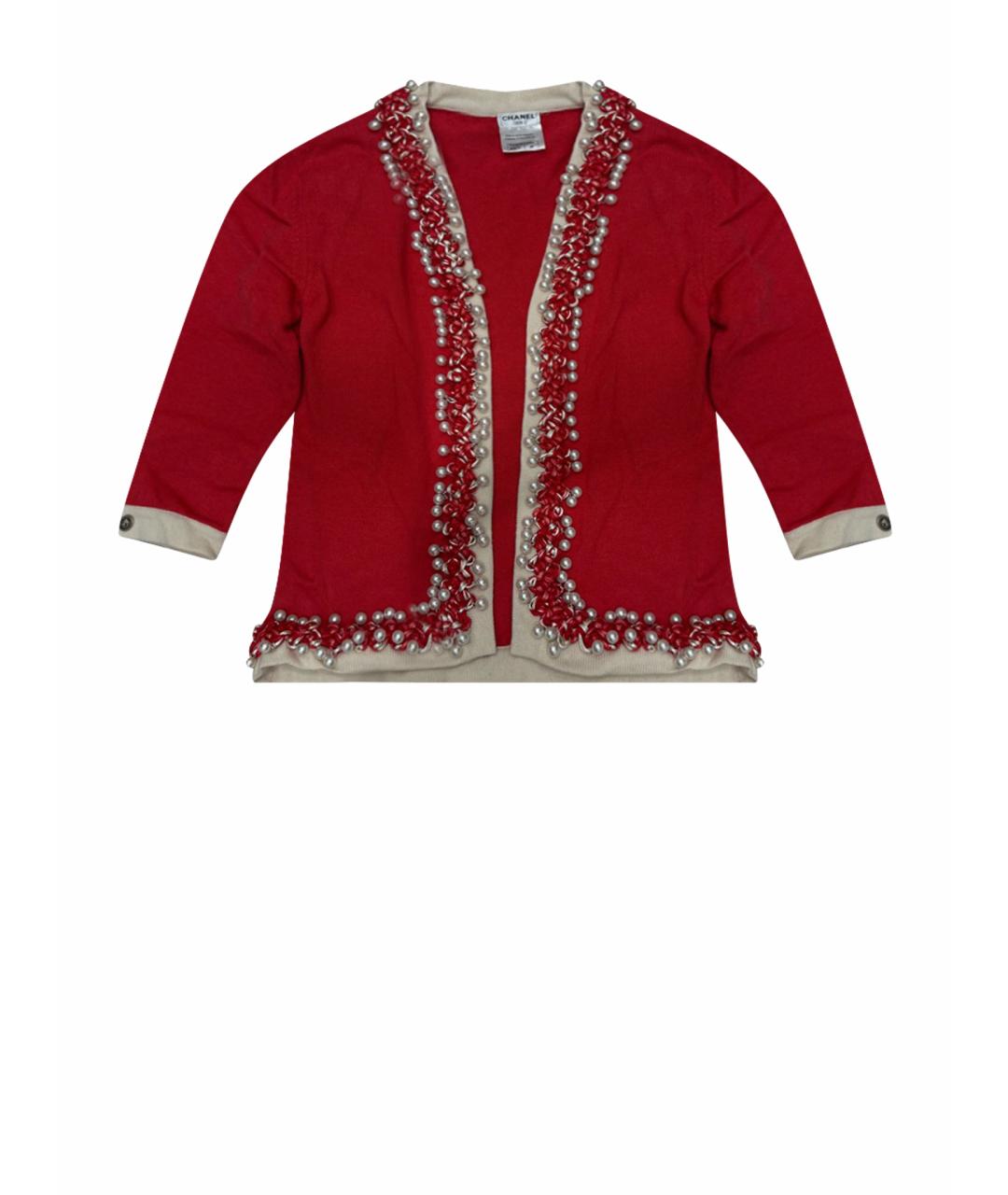 CHANEL Красный кашемировый кардиган, фото 1