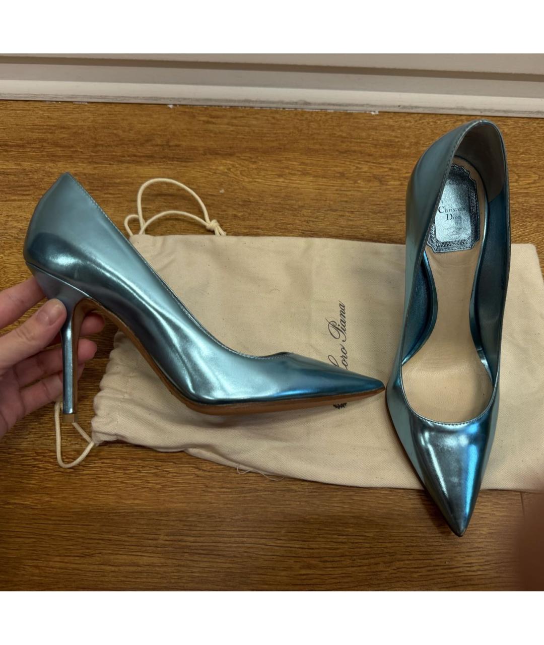 CHRISTIAN DIOR Голубые туфли из лакированной кожи, фото 5