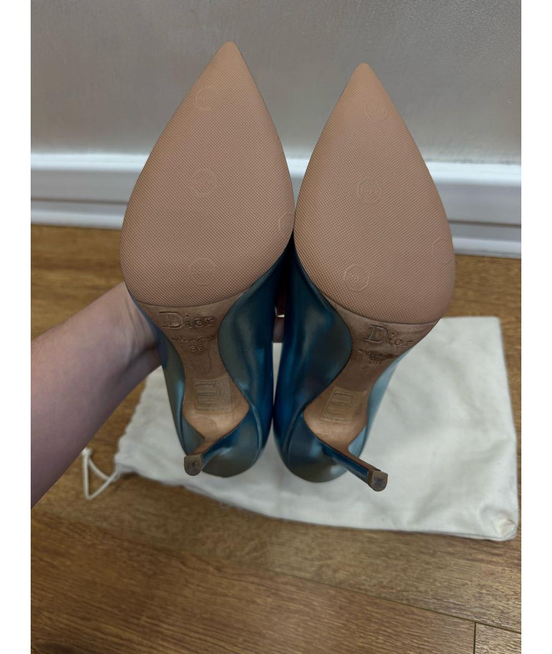 CHRISTIAN DIOR Голубые туфли из лакированной кожи, фото 4