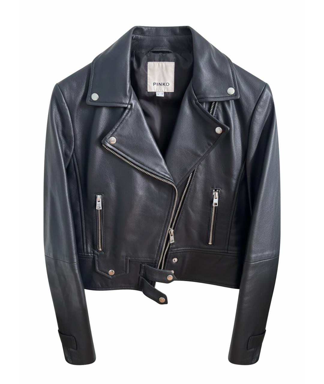 PINKO Черная кожаная куртка, фото 1