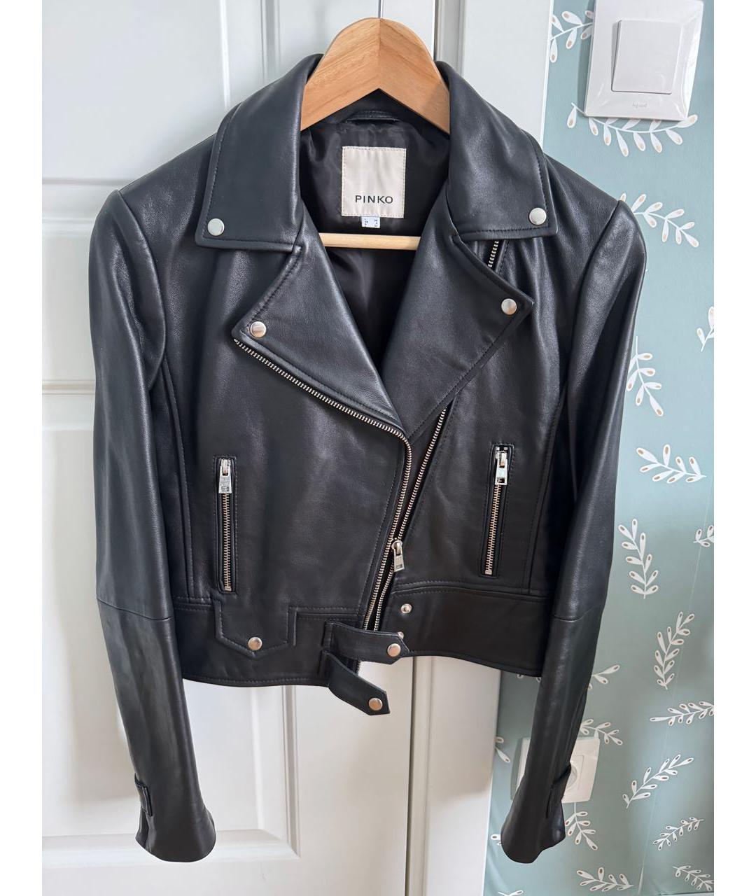 PINKO Черная кожаная куртка, фото 8