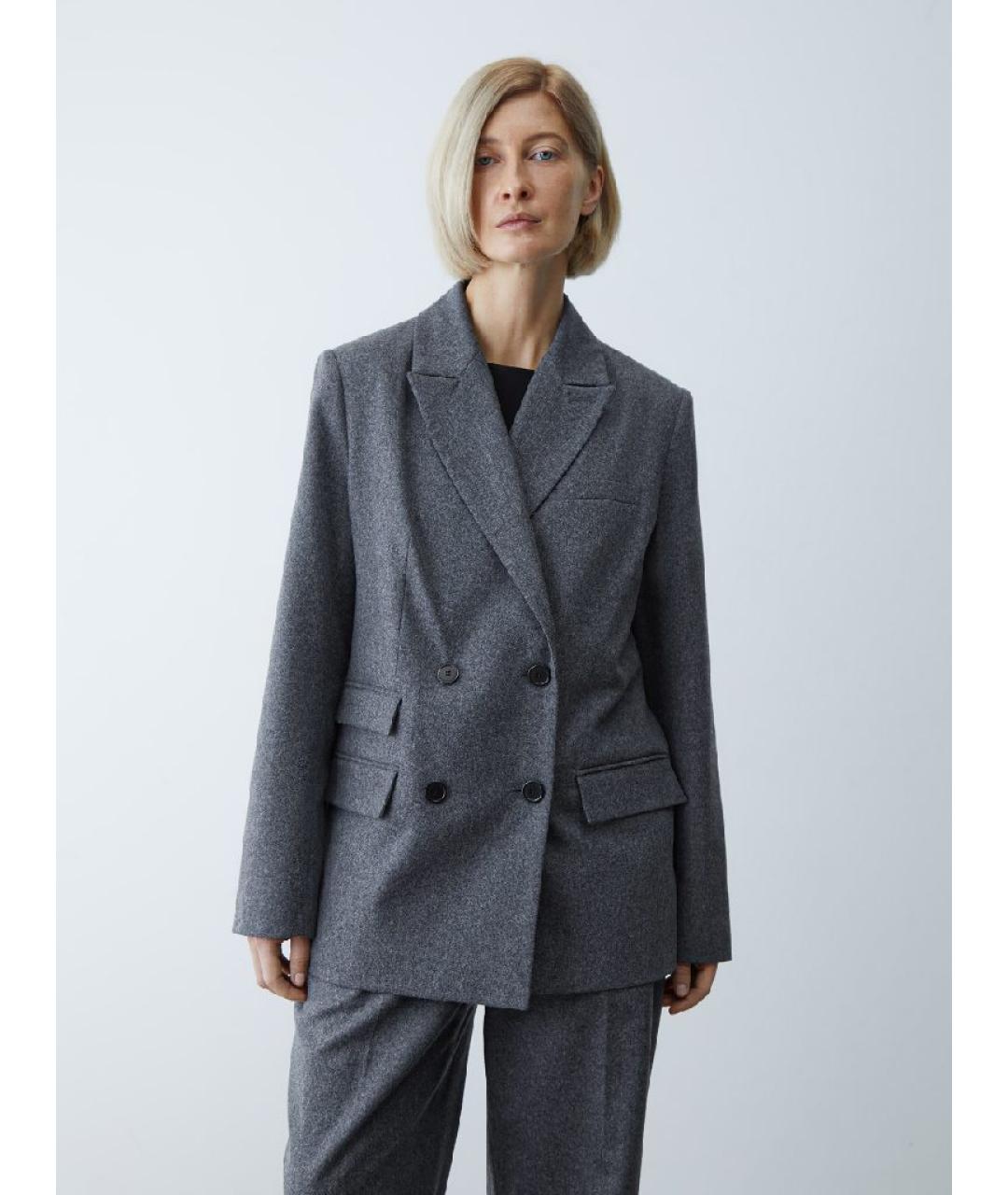 12 STOREEZ Серый шерстяной жакет/пиджак, фото 4