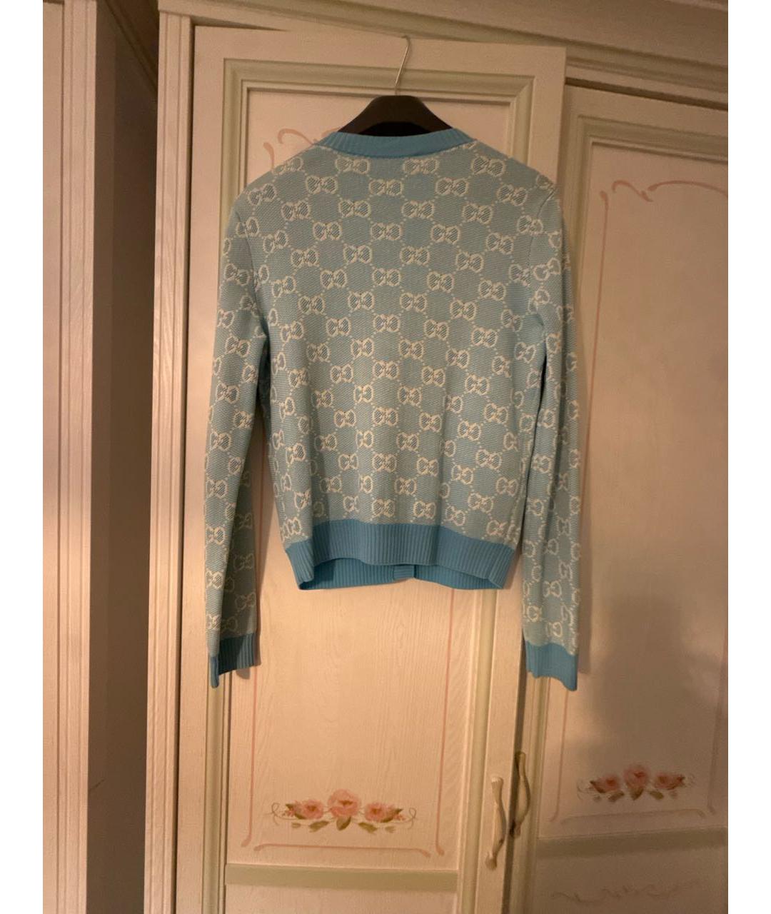GUCCI Голубой хлопковый кардиган, фото 3
