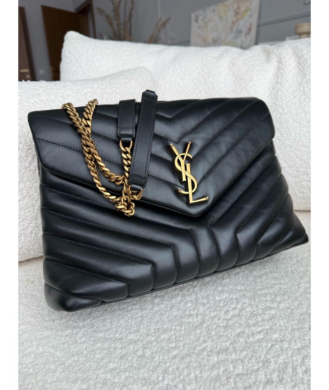 SAINT LAURENT Черная кожаная сумка через плечо, фото 2