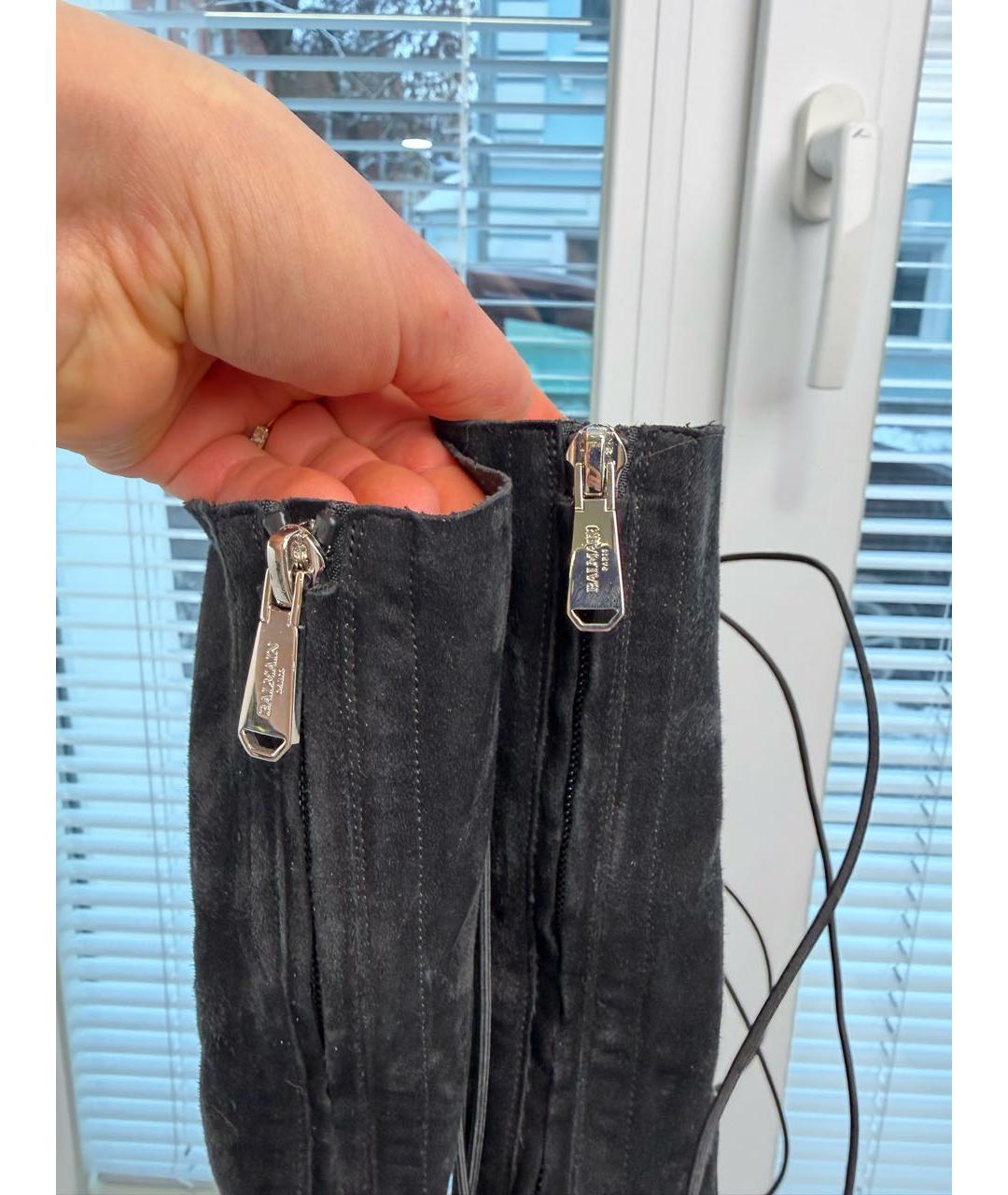 BALMAIN Черные замшевые ботфорты, фото 6