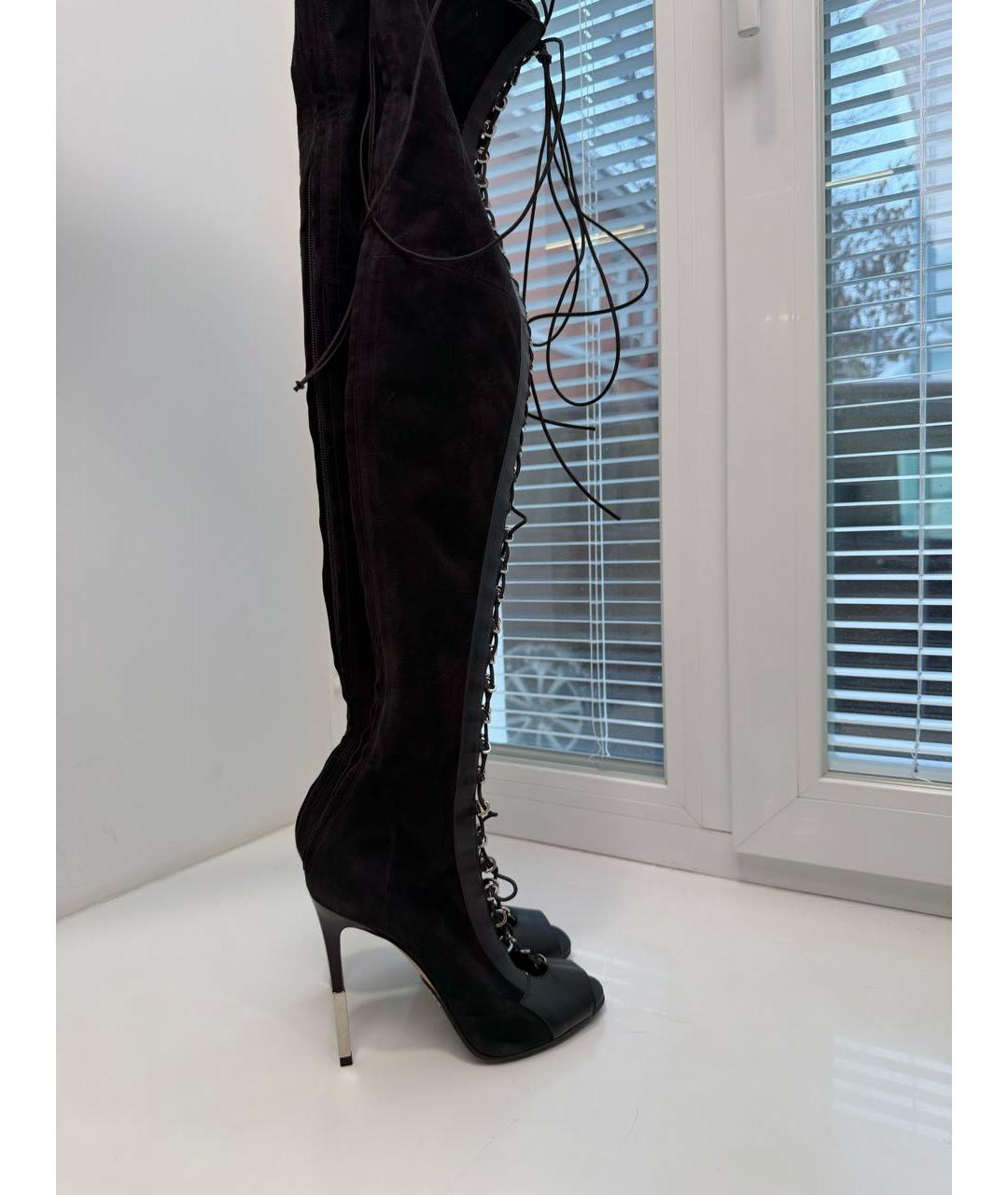 BALMAIN Черные замшевые ботфорты, фото 8