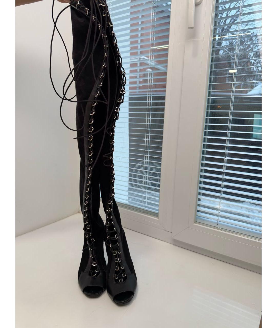 BALMAIN Черные замшевые ботфорты, фото 3