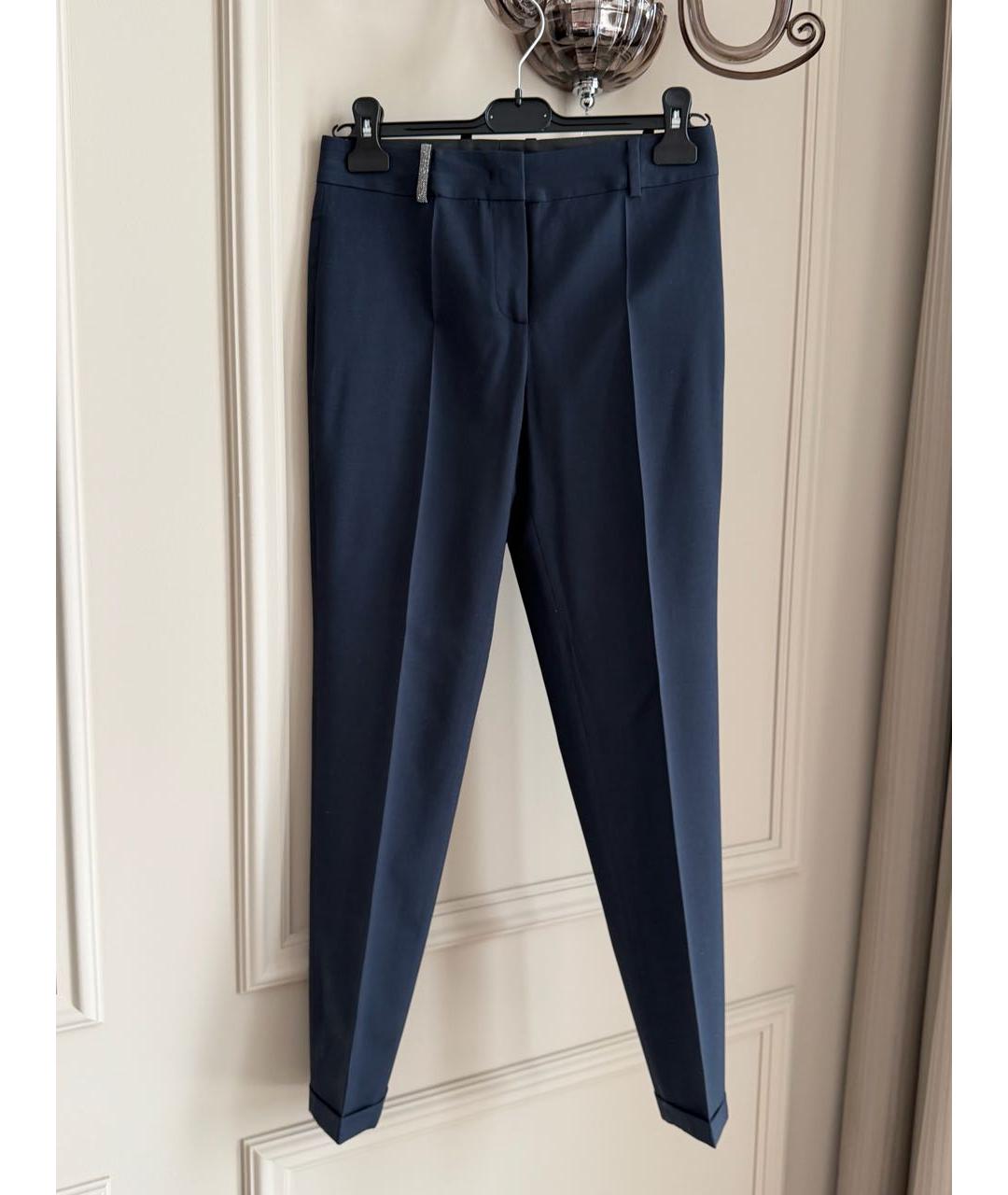 FABIANA FILIPPI Темно-синие шерстяные брюки узкие, фото 8