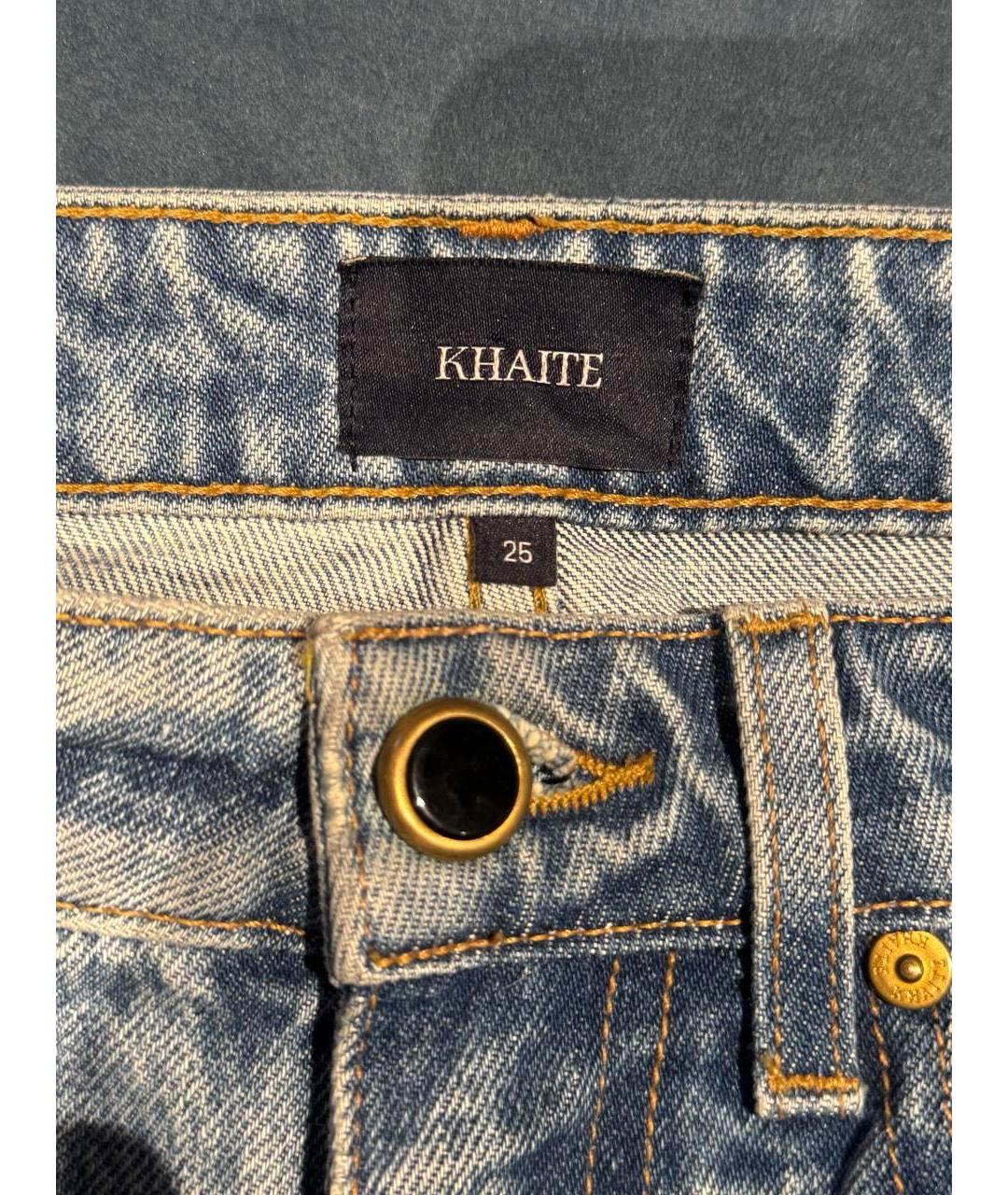 KHAITE Голубые хлопковые прямые джинсы, фото 3