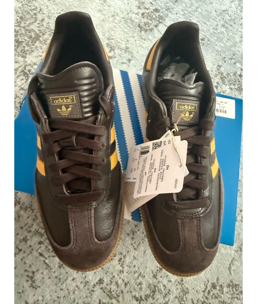 ADIDAS Коричневые кожаные кеды, фото 5