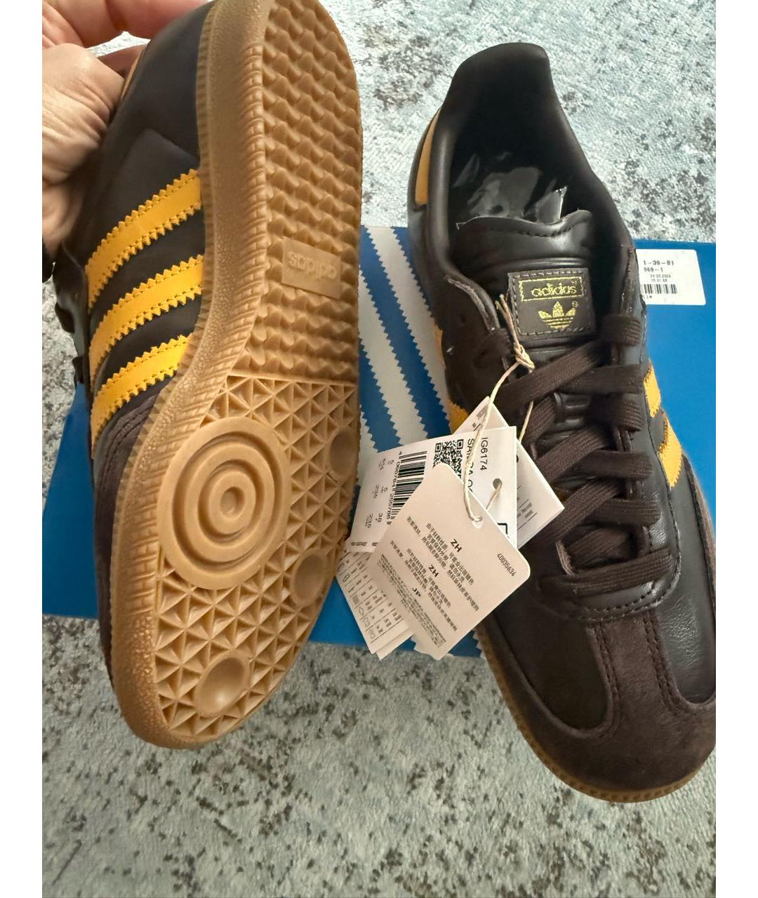 ADIDAS Коричневые кожаные кеды, фото 4