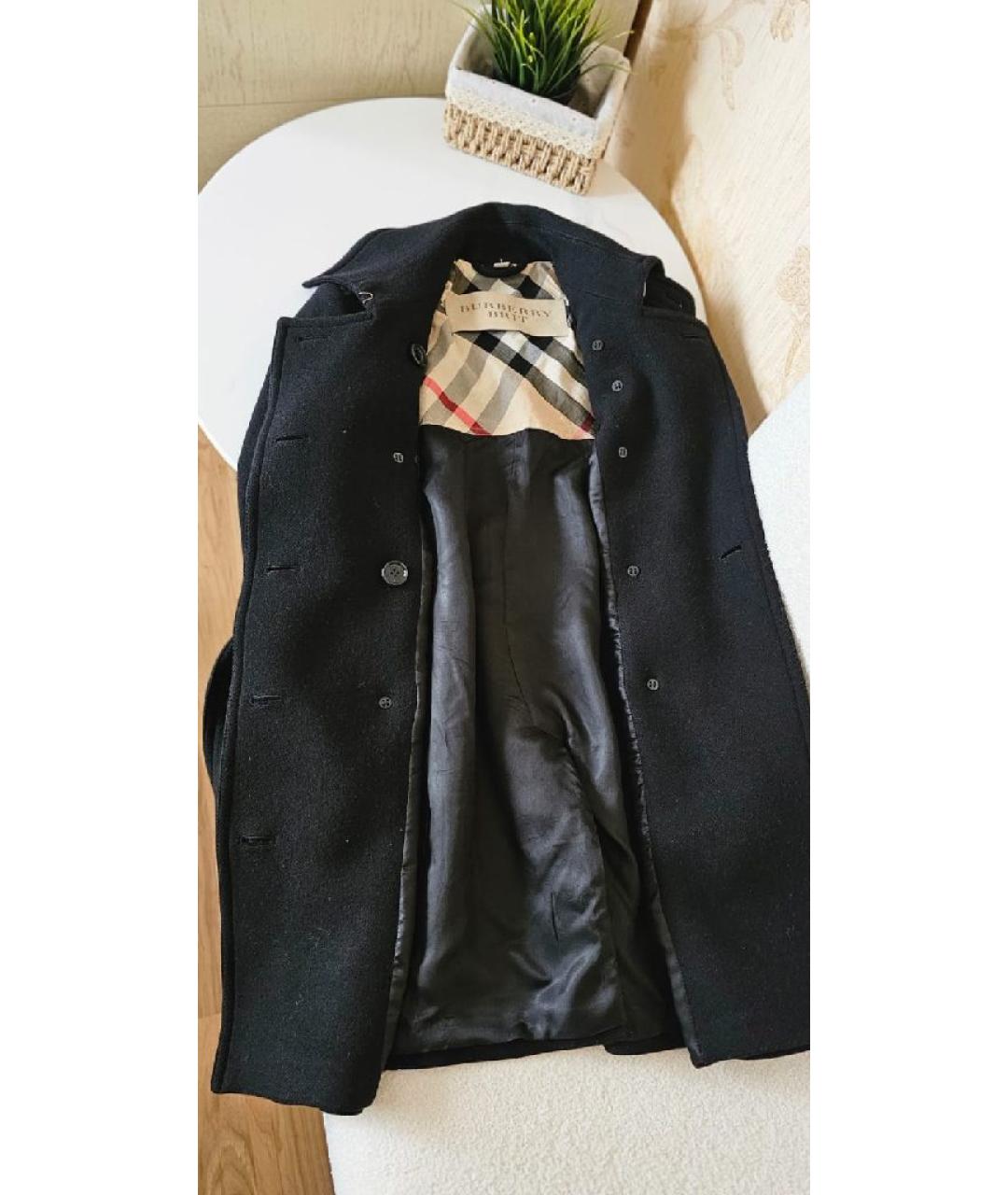 BURBERRY Черное шерстяное пальто, фото 5