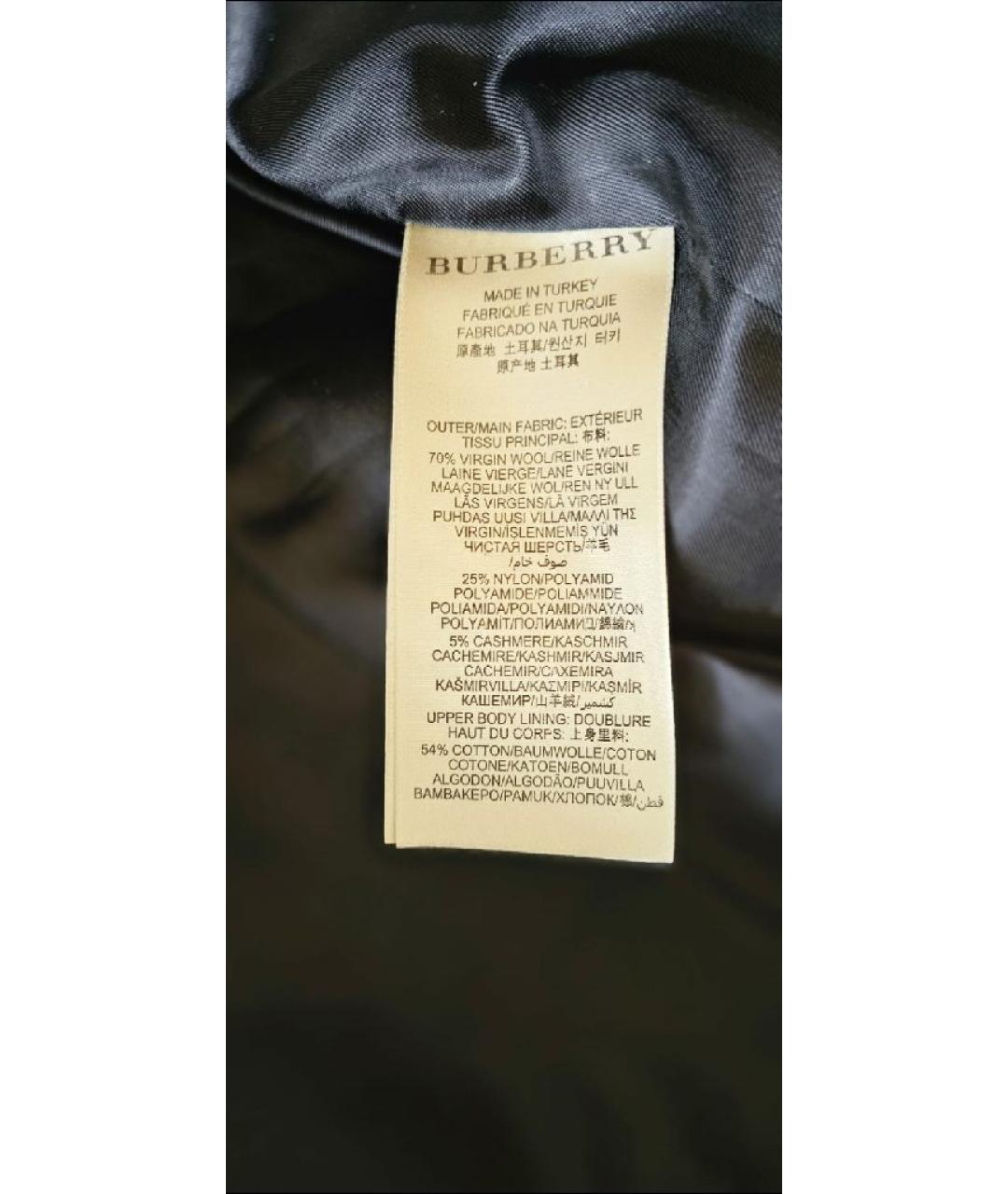 BURBERRY Черное шерстяное пальто, фото 7