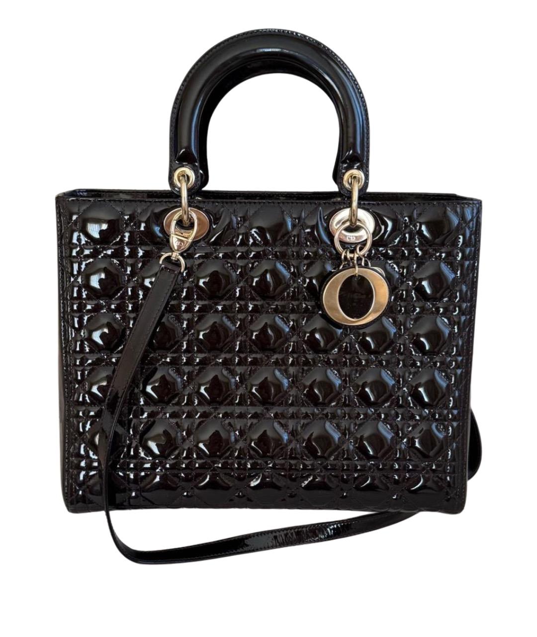 CHRISTIAN DIOR Коричневая сумка с короткими ручками из лакированной кожи, фото 1