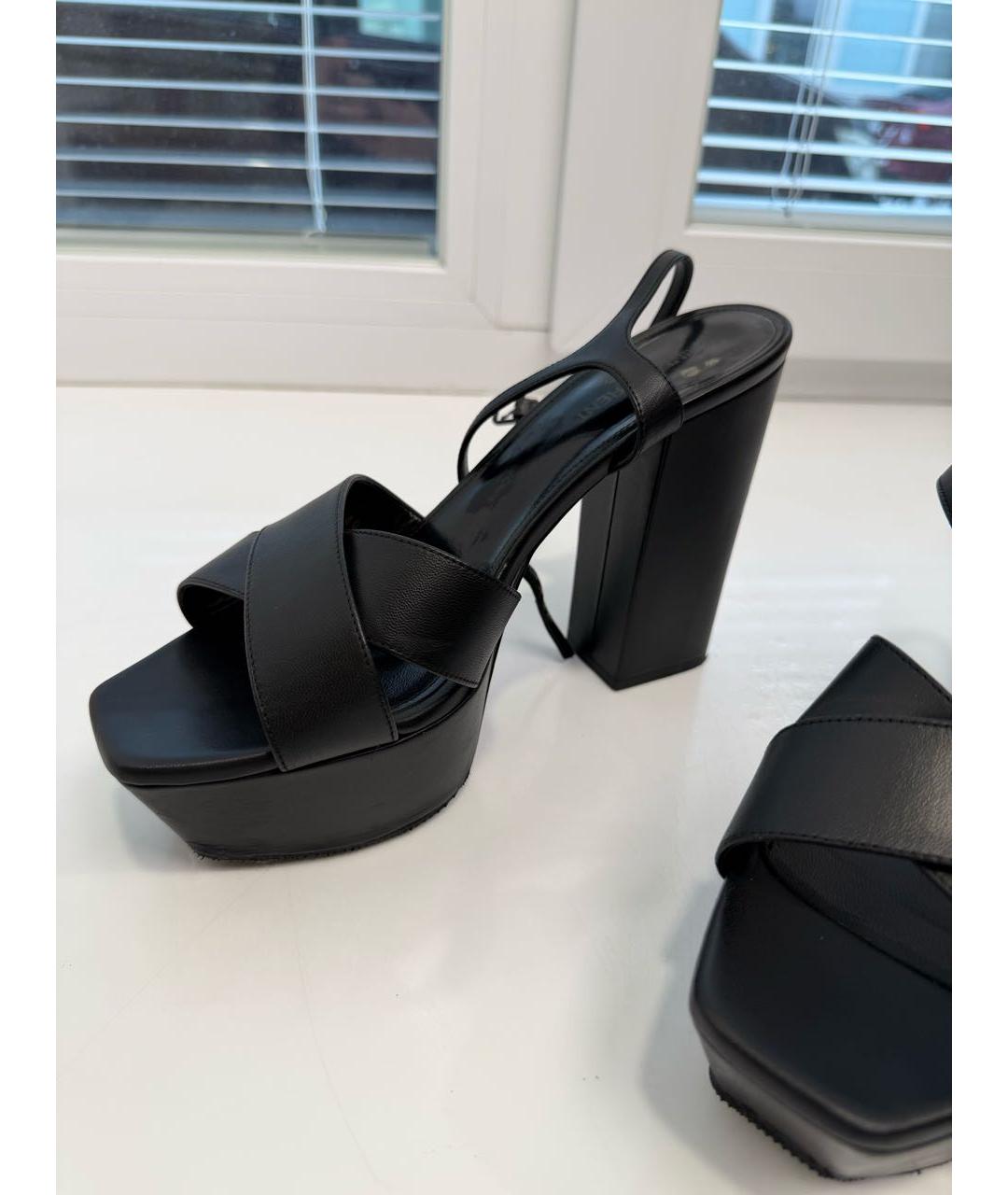 SAINT LAURENT Черные кожаные босоножки, фото 5