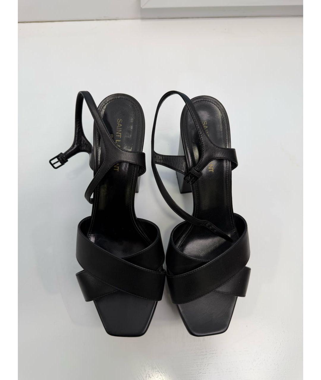 SAINT LAURENT Черные кожаные босоножки, фото 3