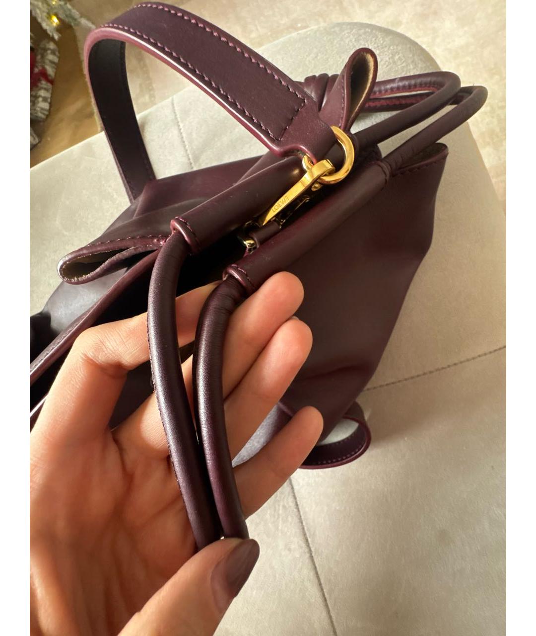 LOEWE Бордовая кожаная сумка через плечо, фото 4