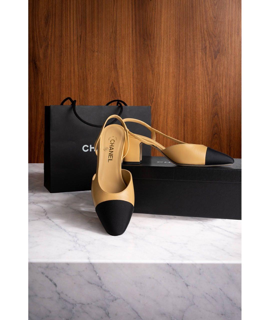 CHANEL Бежевые кожаные туфли, фото 2