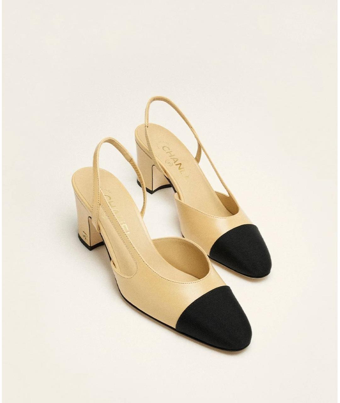 CHANEL Бежевые кожаные туфли, фото 5