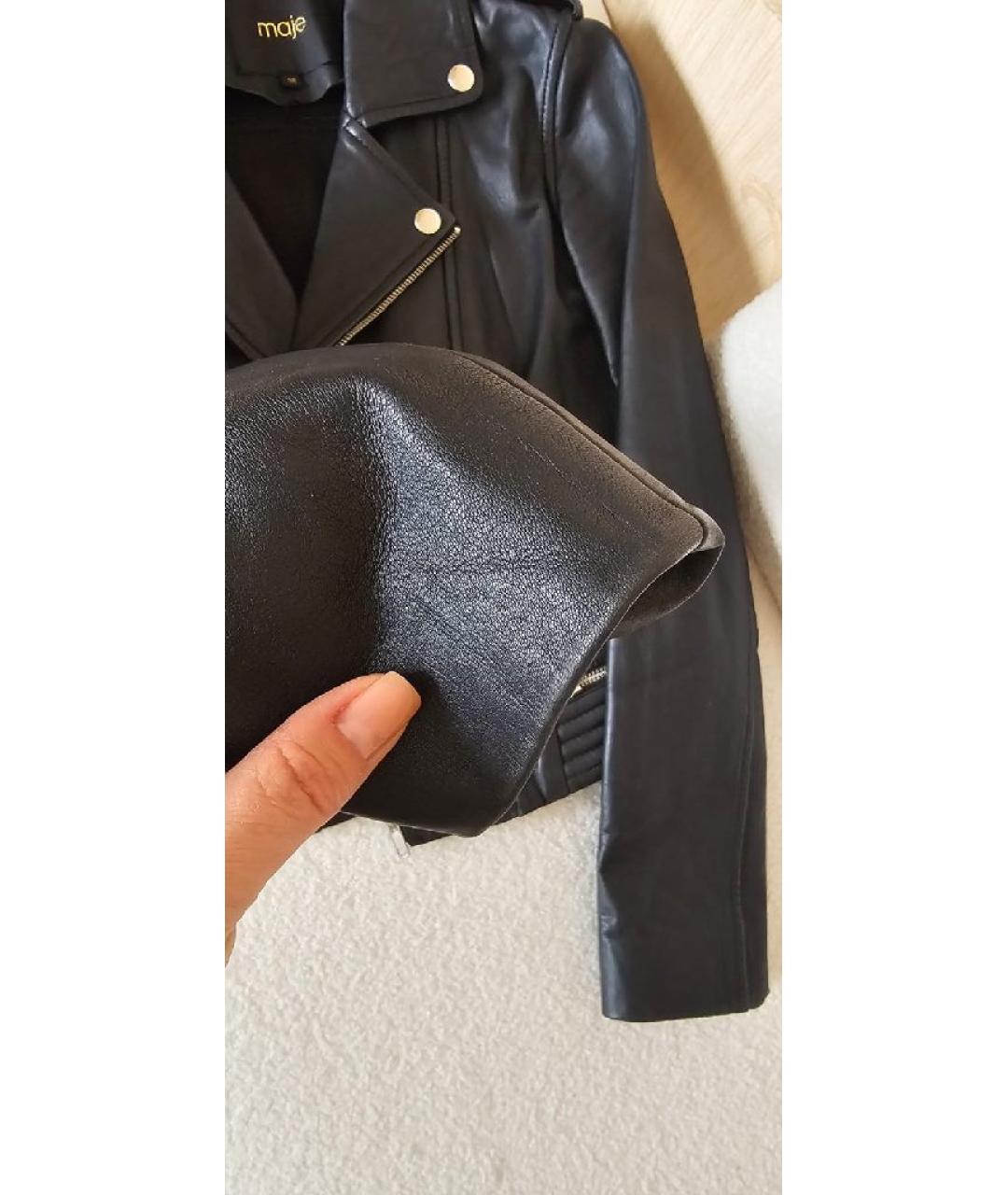 MAJE Черная кожаная куртка, фото 8