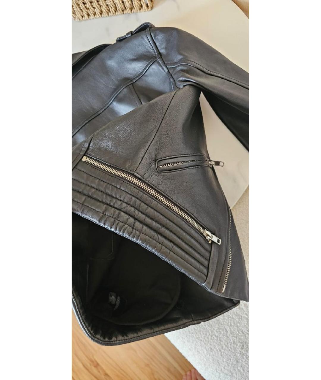 MAJE Черная кожаная куртка, фото 4