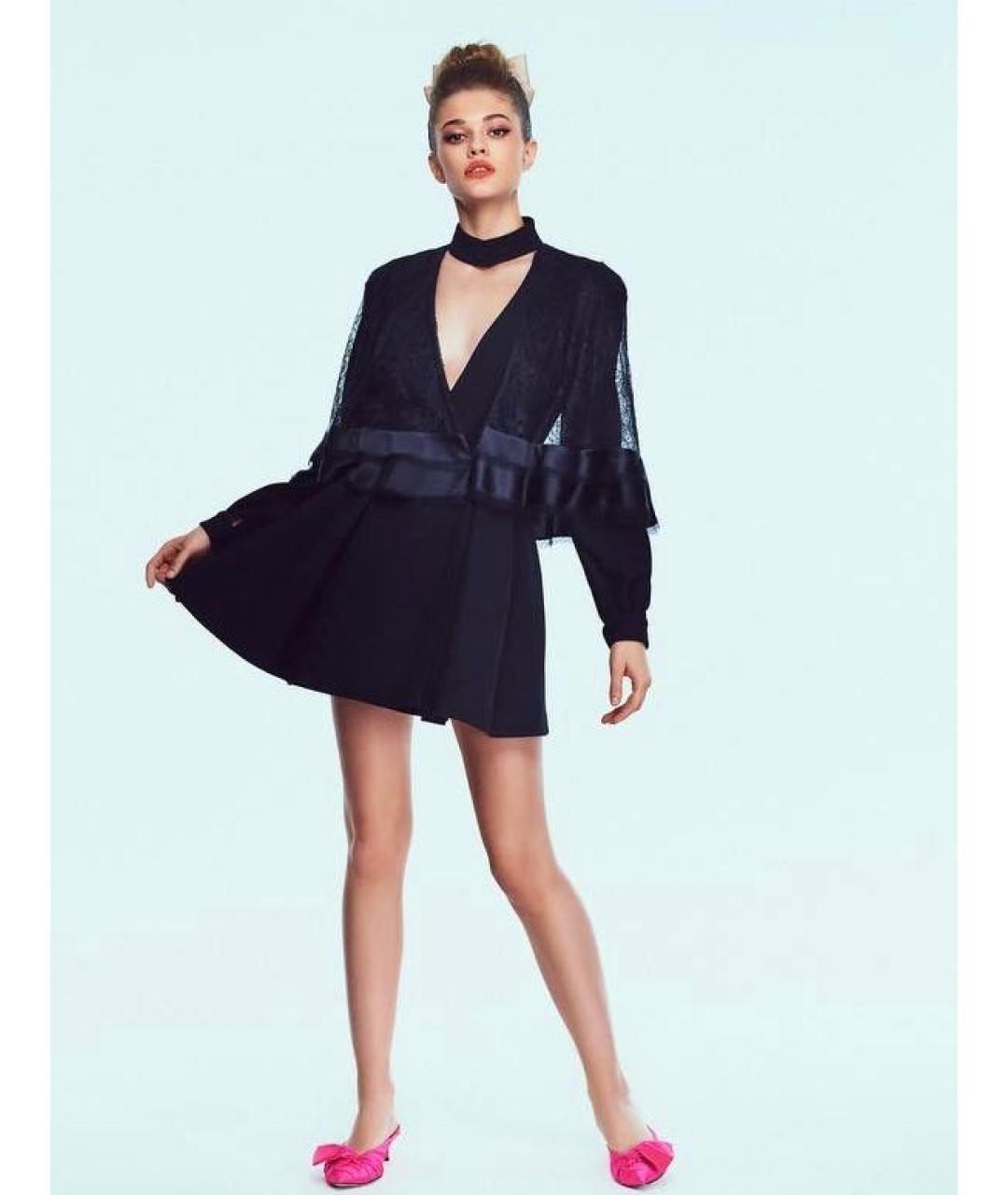 ULYANA SERGEENKO Черное шерстяное коктейльное платье, фото 5