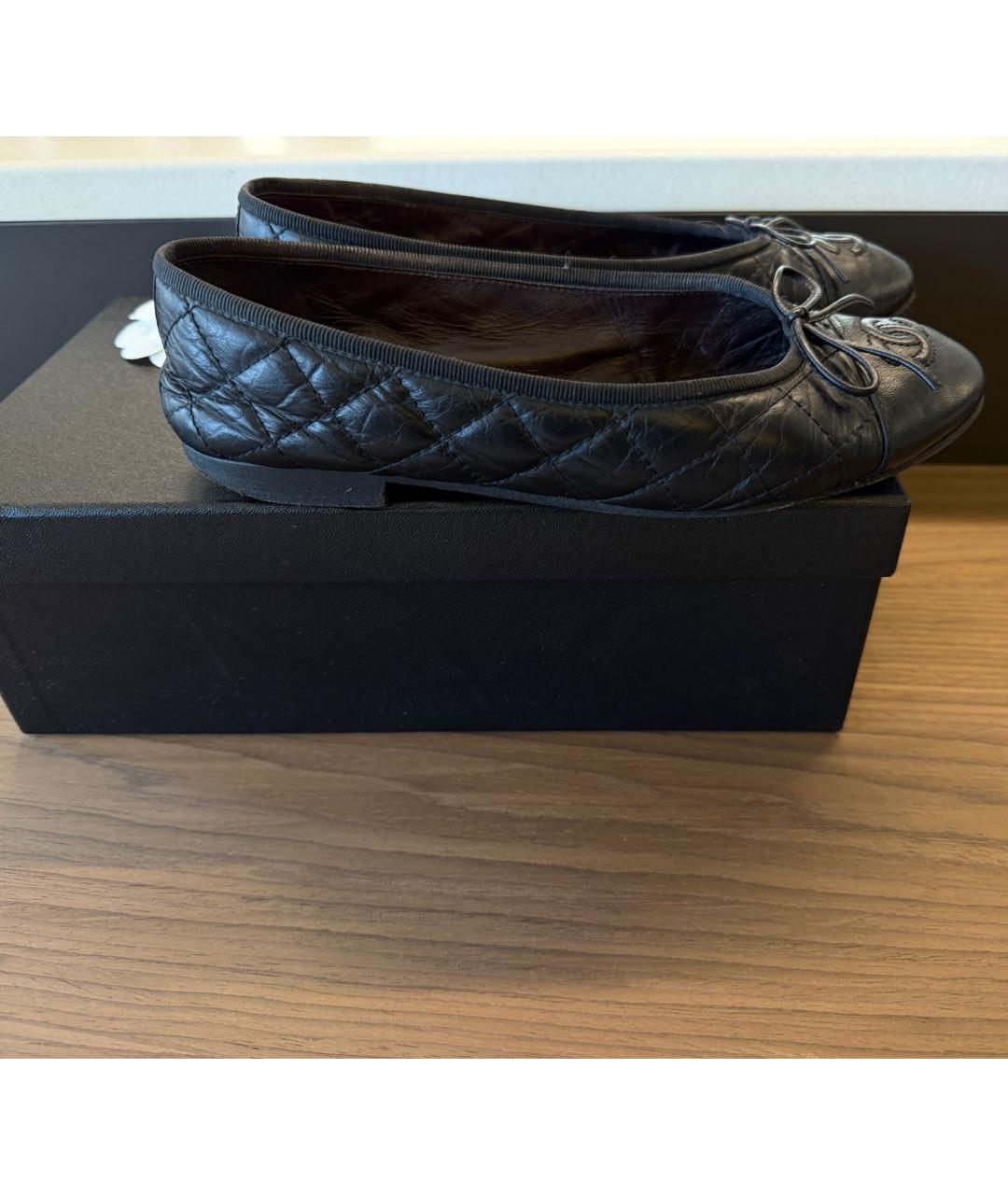 CHANEL Черные кожаные балетки, фото 7