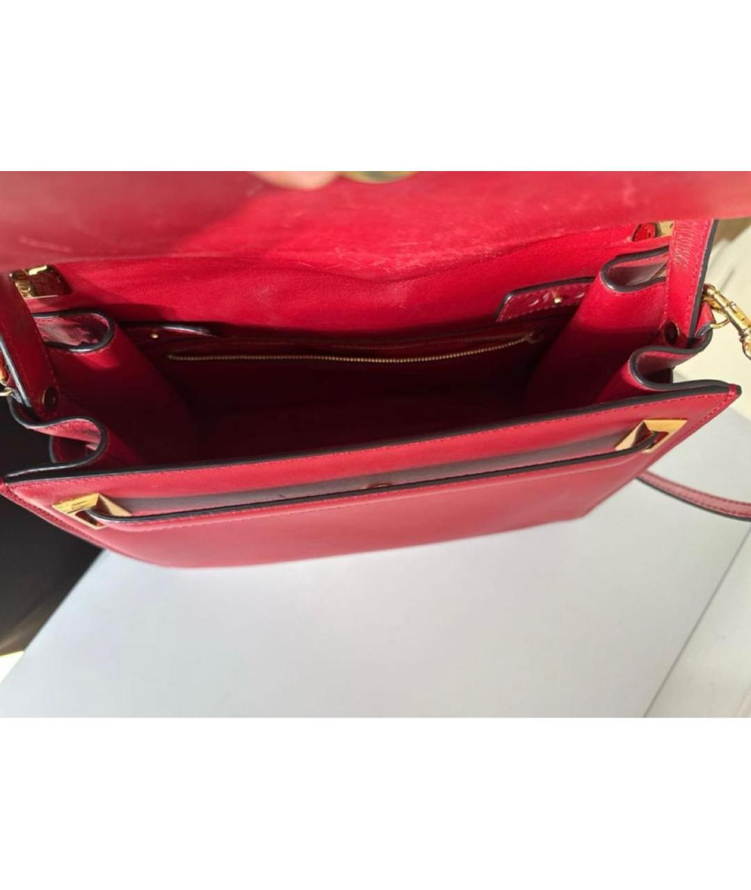 VALENTINO Красная кожаная сумка тоут, фото 4