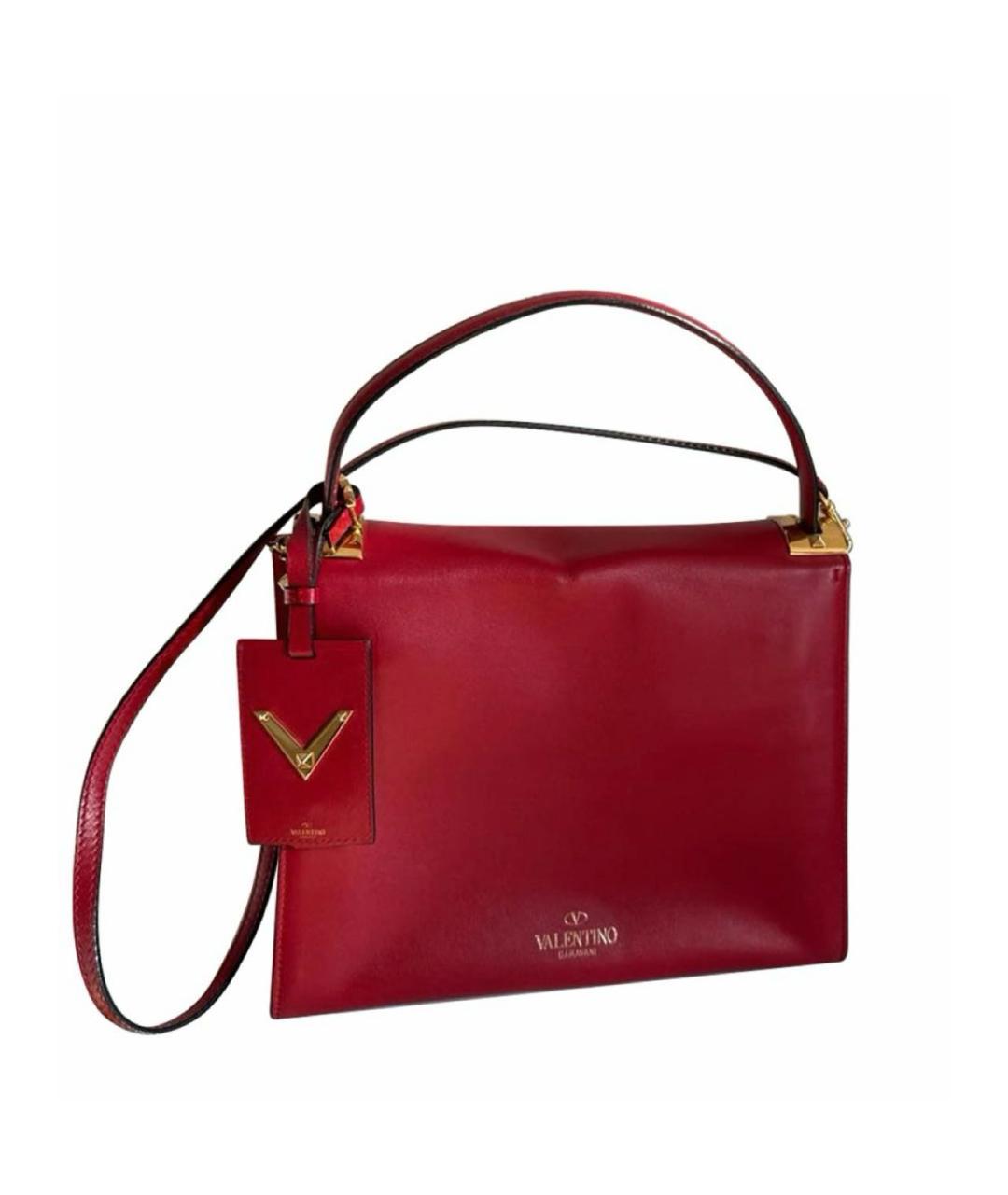 VALENTINO Красная кожаная сумка тоут, фото 9