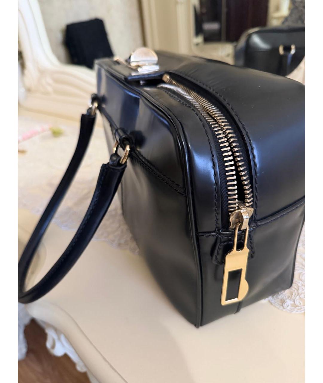 'S MAX MARA Черная кожаная сумка с короткими ручками, фото 2