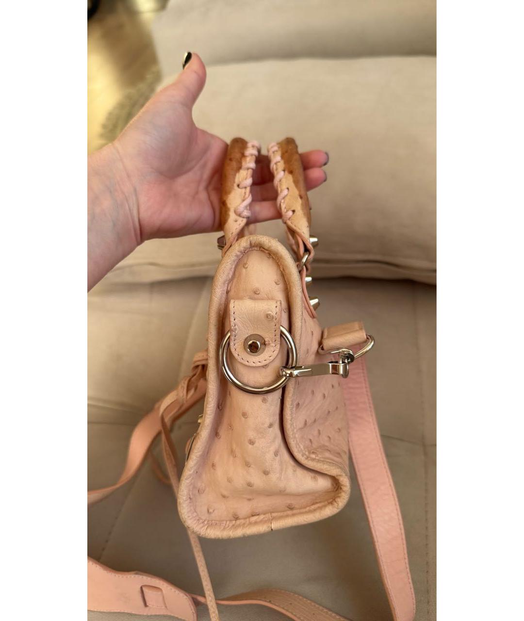 BALENCIAGA Розовая сумка с короткими ручками из экзотической кожи, фото 3