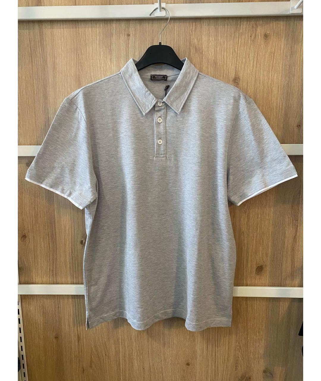 PESERICO Серое хлопковое поло с коротким рукавом, фото 6