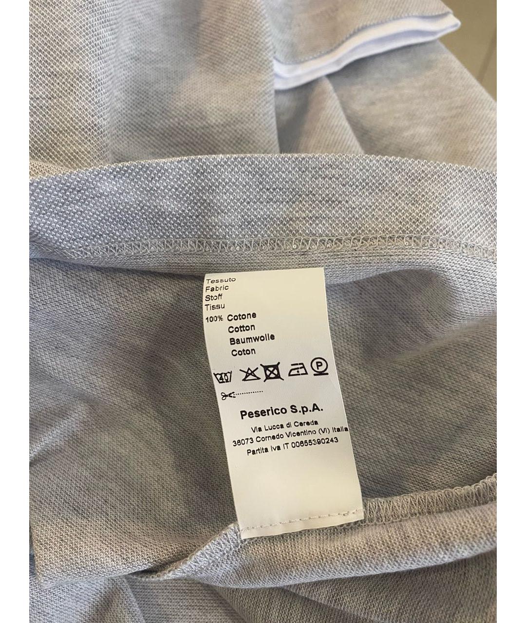 PESERICO Серое хлопковое поло с коротким рукавом, фото 5