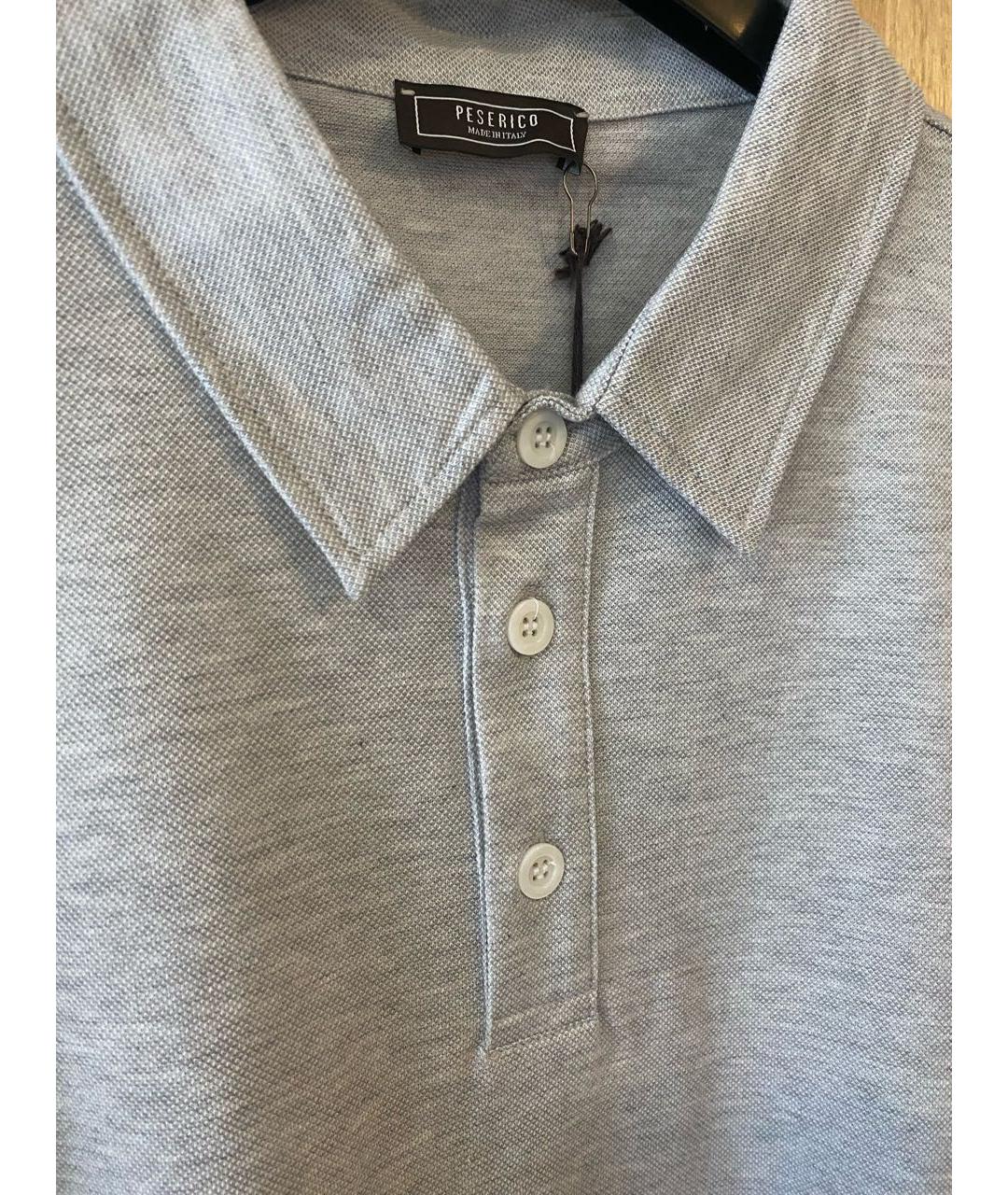 PESERICO Серое хлопковое поло с коротким рукавом, фото 4