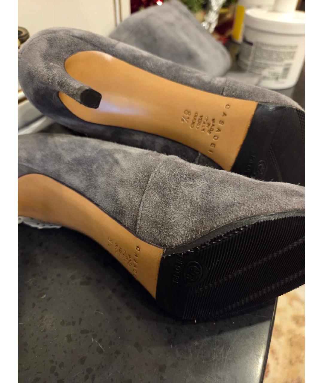 CASADEI Серые замшевые сапоги, фото 4