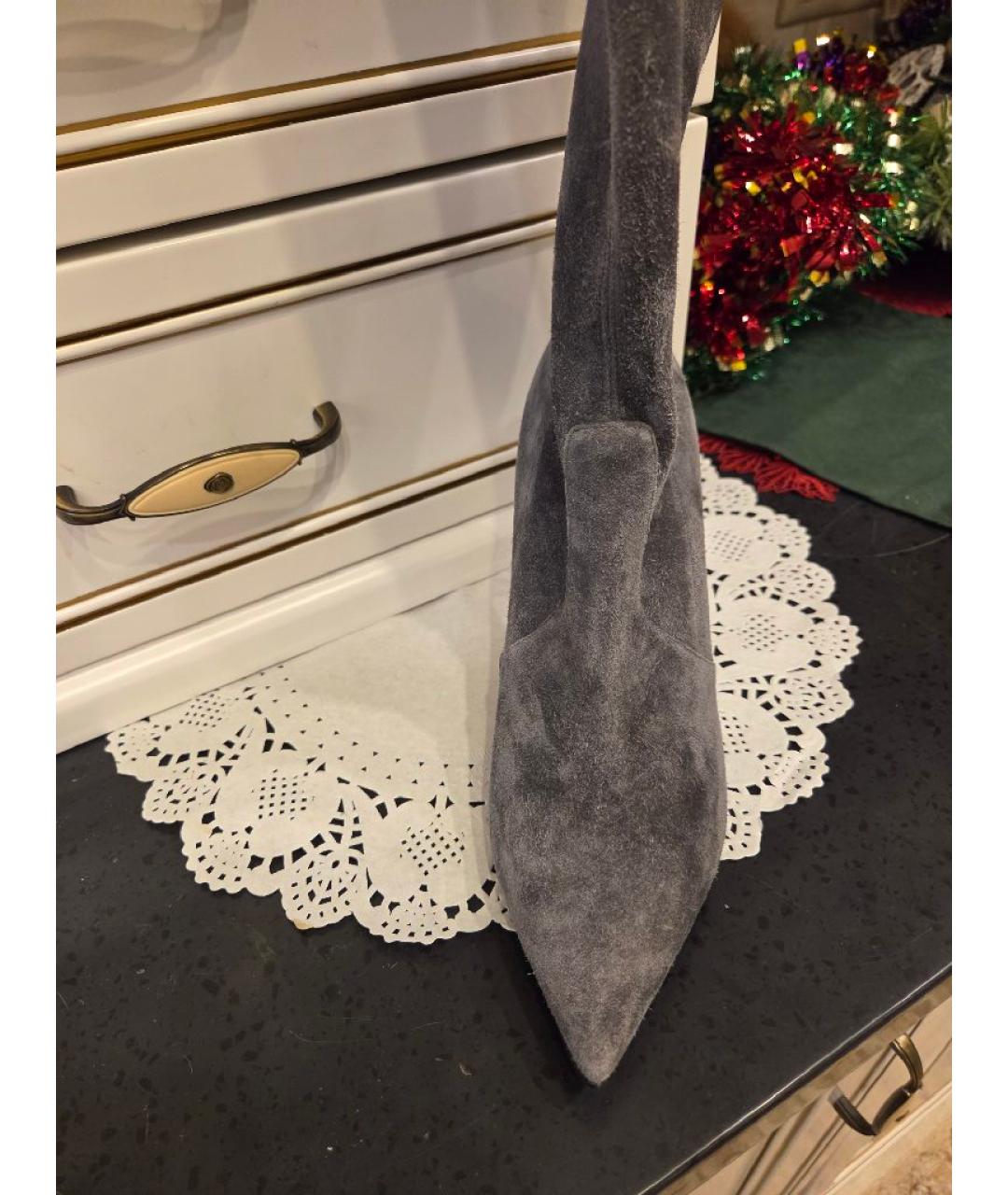 CASADEI Серые замшевые сапоги, фото 5