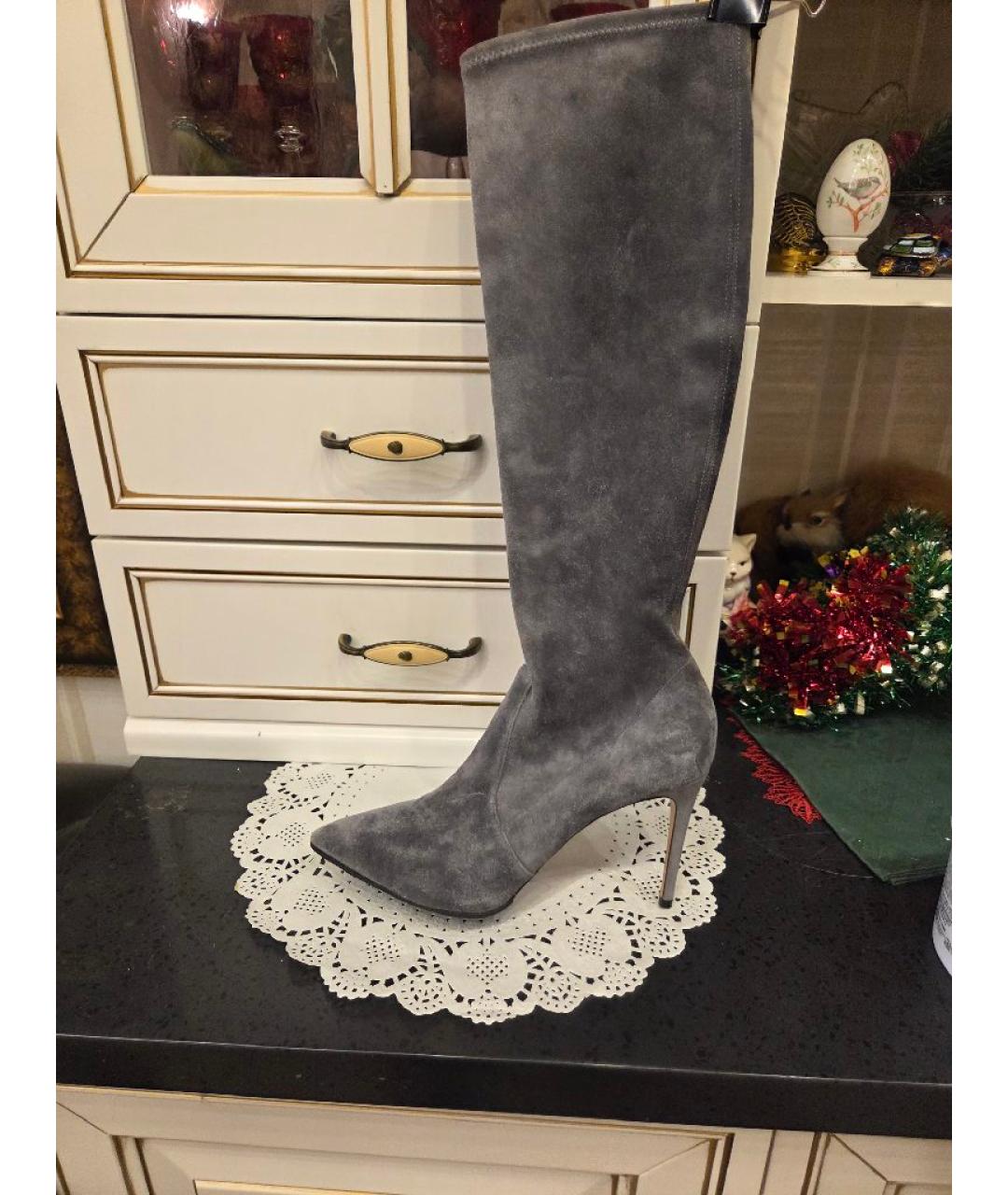 CASADEI Серые замшевые сапоги, фото 6