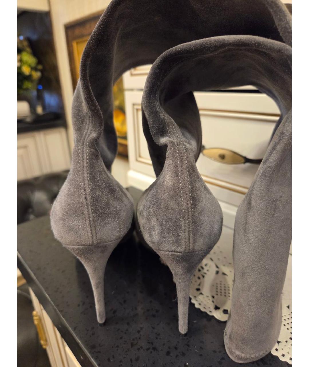 CASADEI Серые замшевые сапоги, фото 3