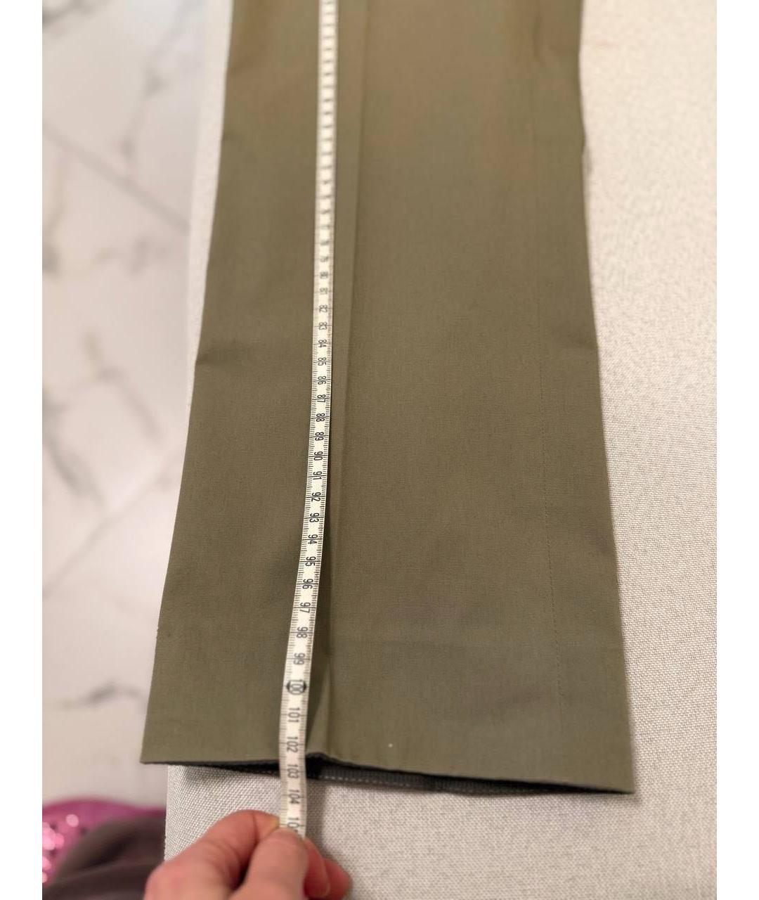 HERMES Горчичные хлопко-эластановые классические брюки, фото 7