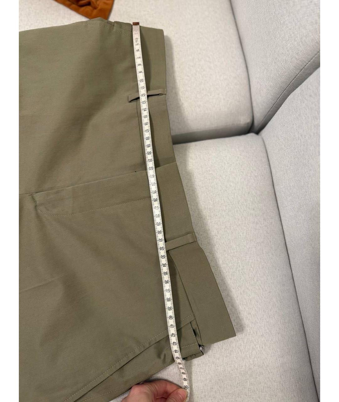 HERMES Горчичные хлопко-эластановые классические брюки, фото 6
