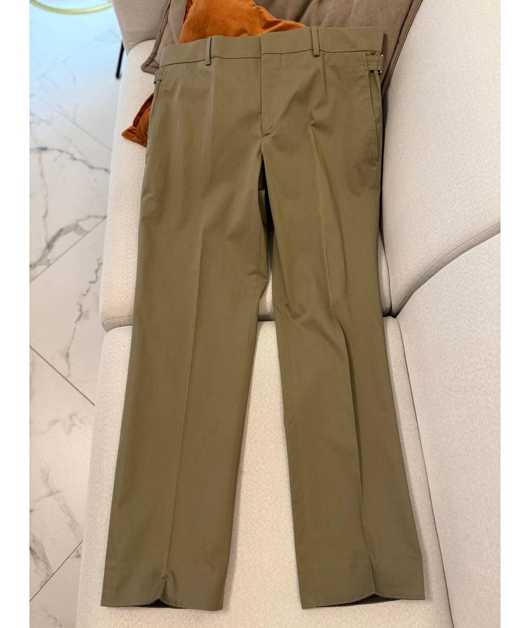 HERMES Горчичные хлопко-эластановые классические брюки, фото 8