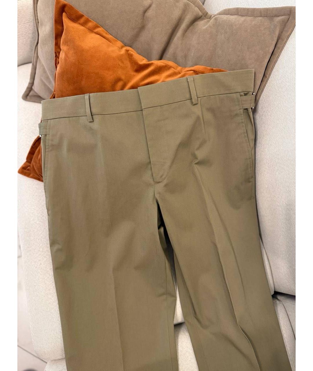 HERMES Горчичные хлопко-эластановые классические брюки, фото 3
