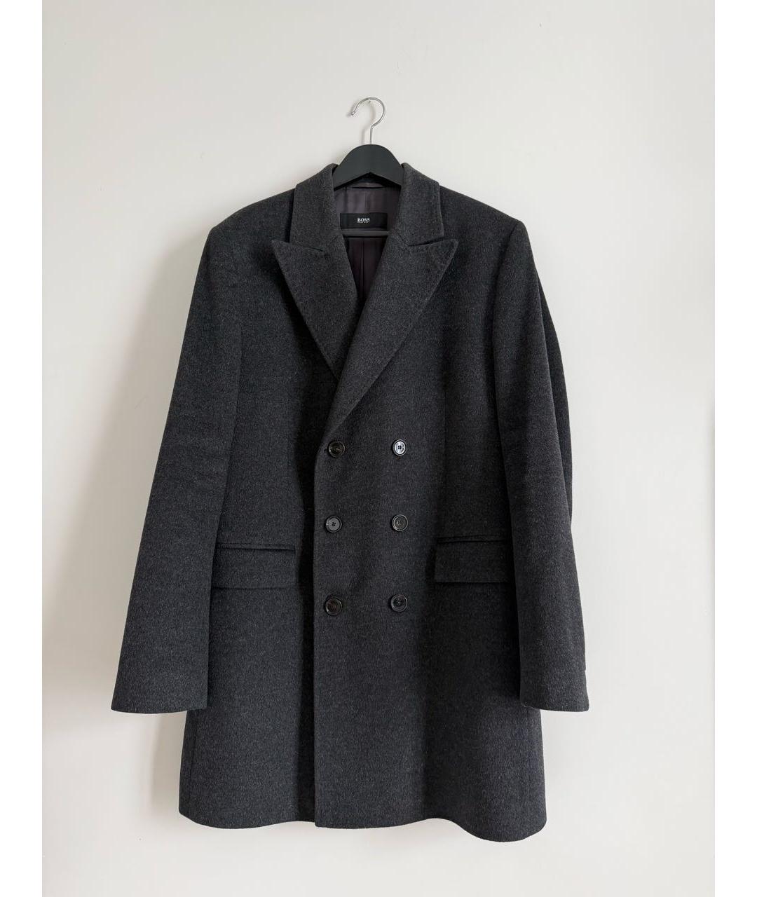 HUGO BOSS Черное шерстяное пальто, фото 5