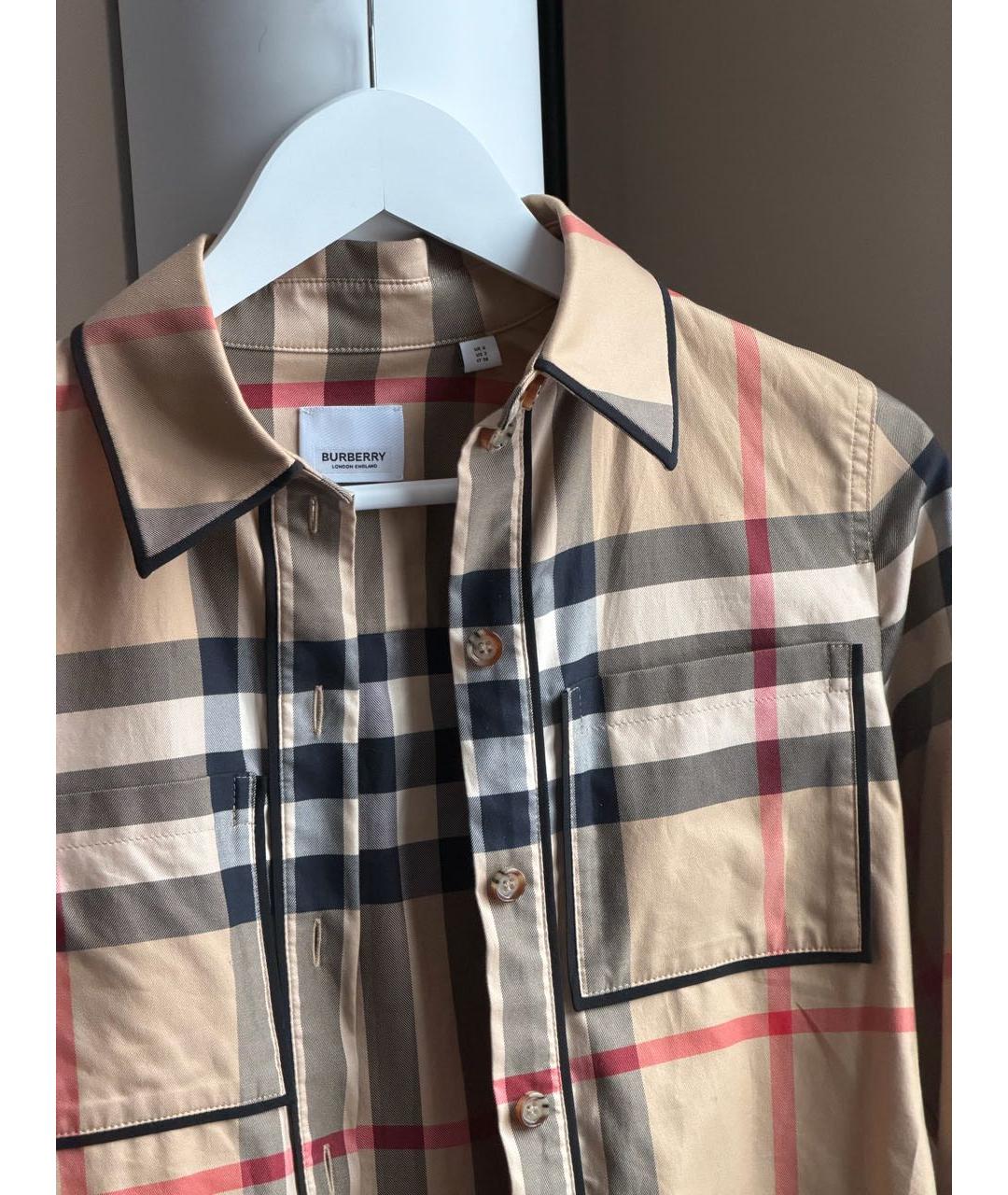 BURBERRY Бежевая хлопковая рубашка, фото 3