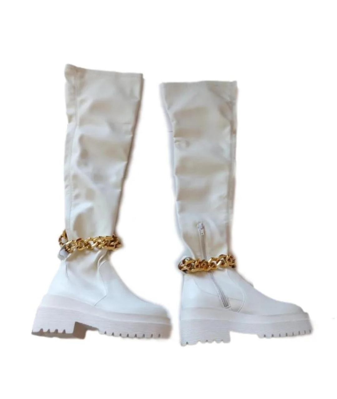 LIU JO Белые кожаные ботфорты, фото 5