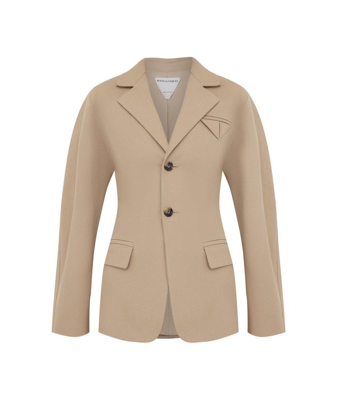 BOTTEGA VENETA Бежевый хлопковый жакет/пиджак, фото 6