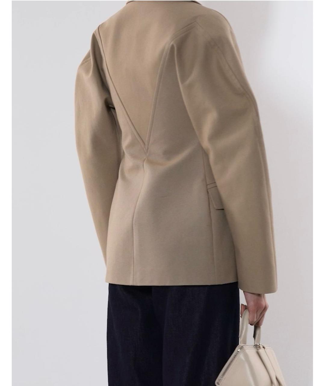 BOTTEGA VENETA Бежевый хлопковый жакет/пиджак, фото 3