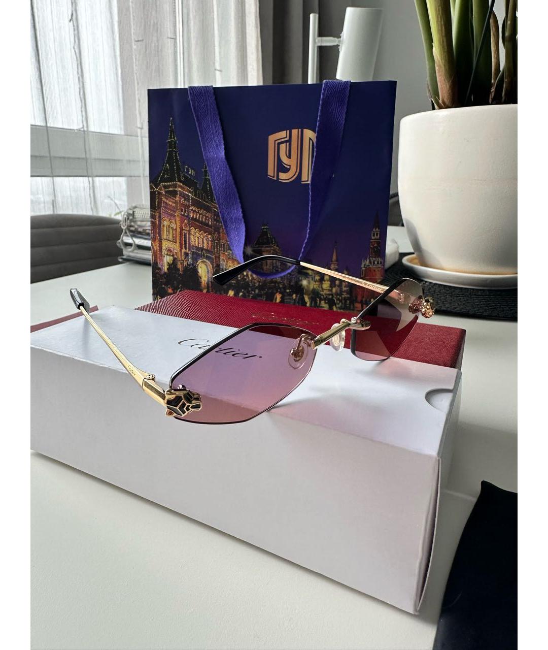 CARTIER Золотые металлические солнцезащитные очки, фото 2