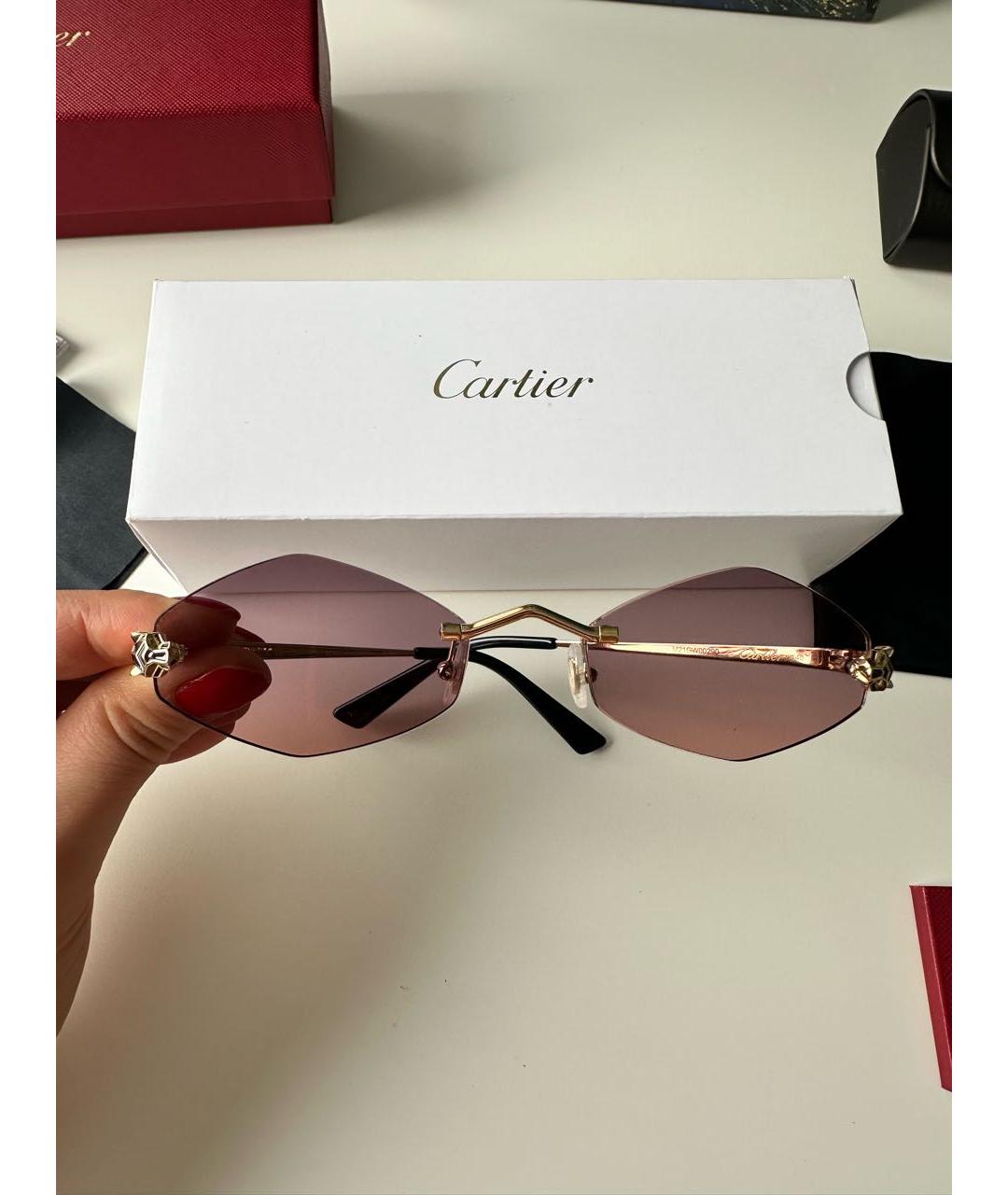 CARTIER Золотые металлические солнцезащитные очки, фото 5