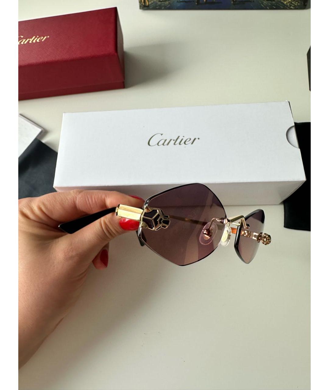 CARTIER Золотые металлические солнцезащитные очки, фото 3